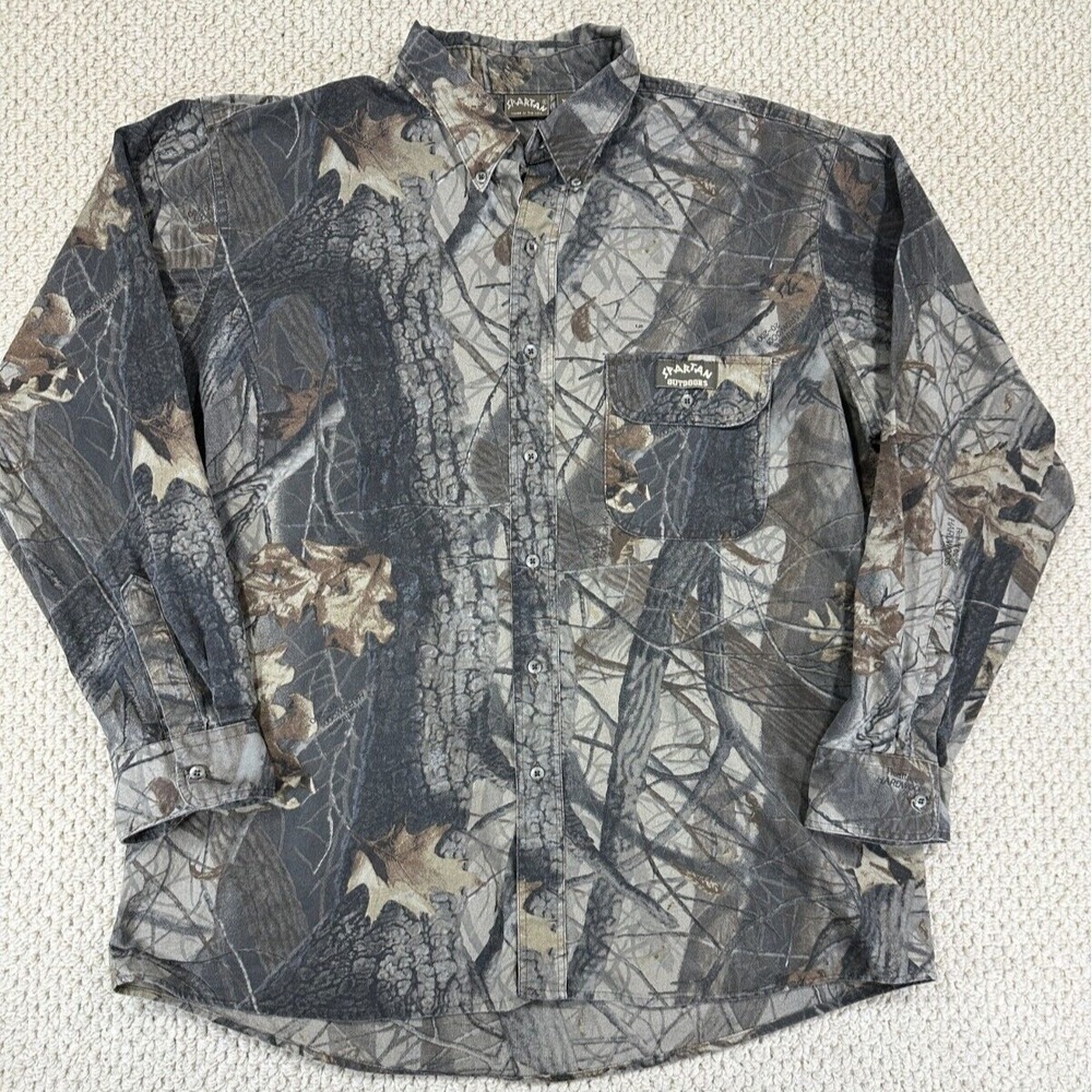 Vtg Spartan Shirt Mens XL RealTree Hardwoods Camo Outdoors Hunting USA Made